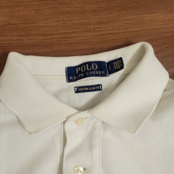 Ralph Lauren Cream Polo Shirt ONY Pink Text - Picture 2 of 3